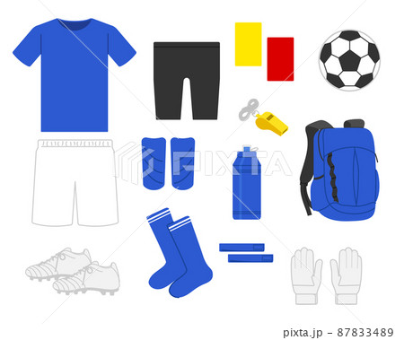 サッカー用具セットイラストのイラスト素材 8734