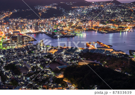 《長崎県》稲佐山の夜明け・日本三大夜景・ブルーモーメント 87833639