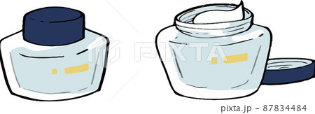 スキンケアクリームのイラスト ブルー スキンケアクリームのイラスト ブルー 87834484