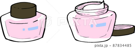 スキンケアクリームのイラスト ピンク 87834485