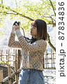 日本庭園を散策して写真を撮るカメラ女子 87834836