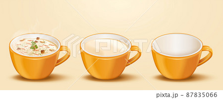 Cream soup in ceramic cups 87835066