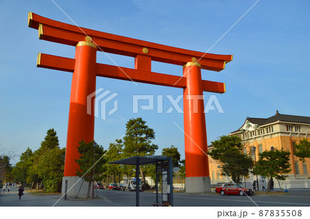 早春の午後に参拝した京都市平安神宮の大鳥居 早春の午後に参拝した京都市平安神宮の大鳥居 87835508