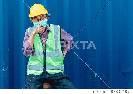 elder old man worker engineer staff pain flu health problem ill from hard work elder old man worker engineer staff pain flu health problem ill from hard work 87836107
