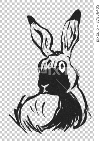 年賀状 兎 墨絵 基本 ウサギ 令和5年 23 イラスト のイラスト素材