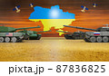 Russia-Ukraine tensions escalate about the NATO expansion, 3D rendering. 87836825