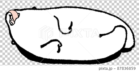 A polar bear lying down and sticking out its tongue 87836859