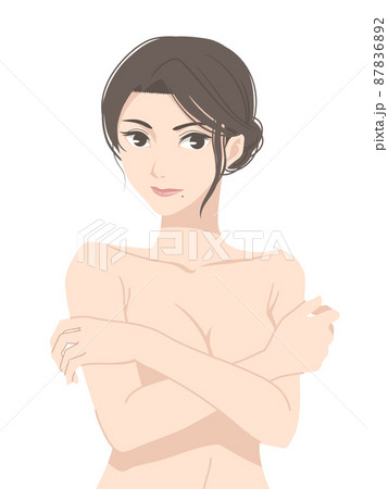 胸を押さえる女性のポーズ 87836892