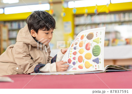 男の子 読書 図書館 87837591