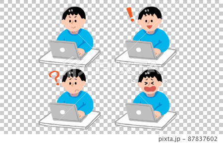 男士便服操作筆記本電腦套裝（手繪彩色） 87837602