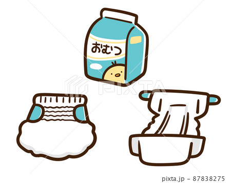 様々な見た目のオムツのかわいい手書き風イラスト 87838275