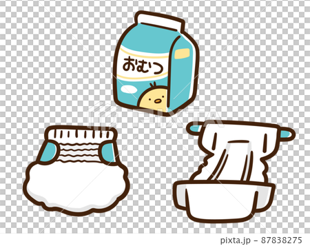 様々な見た目のオムツのかわいい手書き風イラスト 87838275