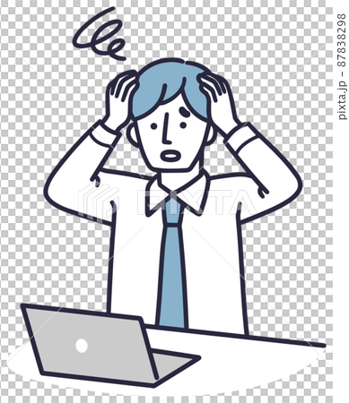 一個人抱著頭的簡單插圖 87838298