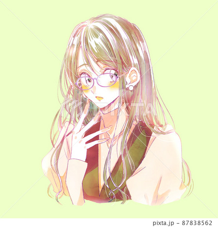 眼鏡をかけた小動物系女子 春のイラスト素材