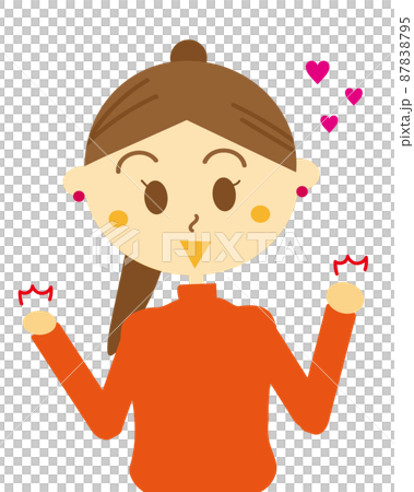 A cute woman who is popular to support her boyfriend, guts pose, motivation 87838795