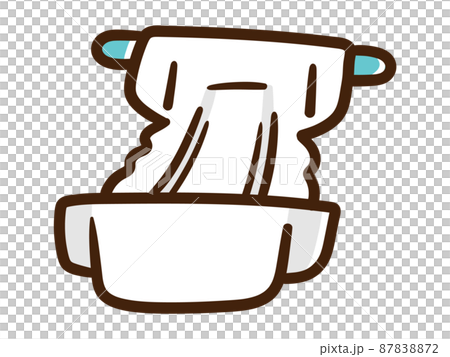 赤ちゃん用のオムツを開いている手書き風イラスト 87838872