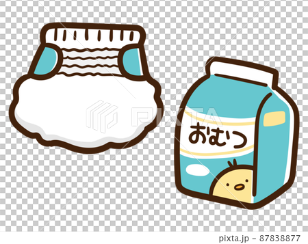 赤ちゃん用オムツのかわいい手書き風イラスト 87838877