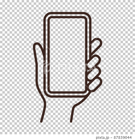 Illustration of a hand holding a smartphone Line drawing Illustration of a hand holding a smartphone Line drawing 87839044