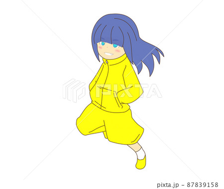 青髪ストレートヘアーの女の子　走る 87839158