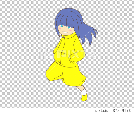 青髪ストレートヘアーの女の子　走る 87839158