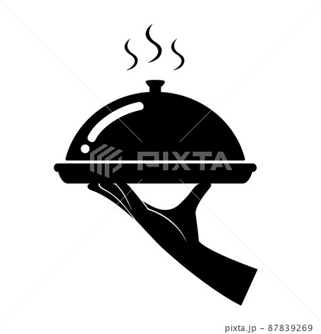 Waiter with cloche. Food serving vector illustration EPS10 87839269