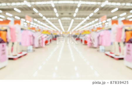 Abstract blur clothing boutique display interior of shopping mall background 87839425