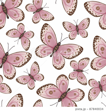 Pink butterfly seamless pattern background. Watercolor style vector design 87840034