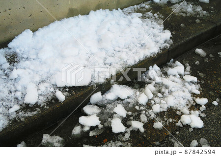 道端に積もった雪の風景 道端に積もった雪の風景 87842594