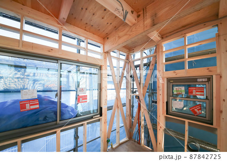 3階建 新築木造住宅 建築現場 3階建 新築木造住宅 建築現場 87842725