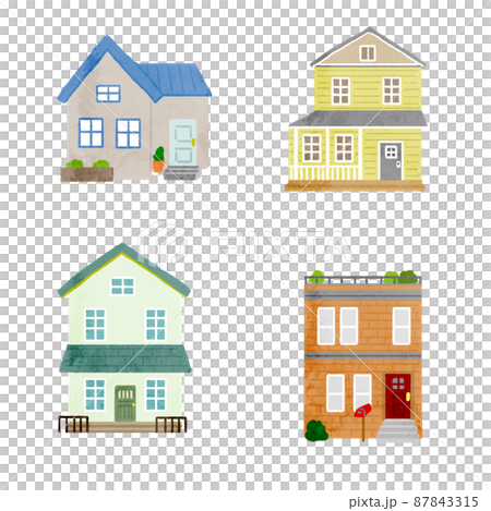 水彩ベクターイラスト　色々な家 87843315