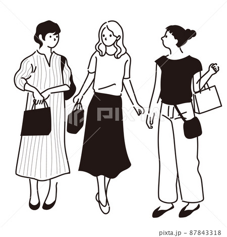 買い物 ベクターイラスト 女性 友達 ショッピングのイラスト素材