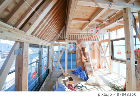 3階建　新築木造住宅　建築現場 87843350