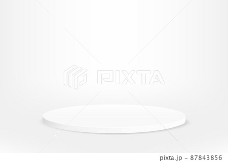 Empty round pedestal. White circle awarded winner podium, luxury goods promotional display on white gradient background. Vector Empty round pedestal. White circle awarded winner podium, luxury goods promotional display on white gradient background. Vector 87843856