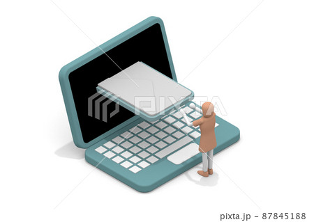 自由なスタイルで仕事をする。日常のパソコン業務を進める。パソコンで連絡する。パソコンを使った仕事。 87845188