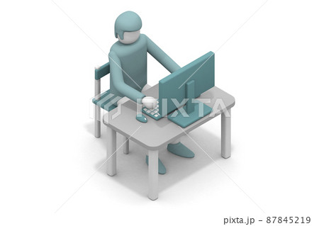 オンラインで会議する。インターネット経由で仕事をする。オフィスで働く人たち。 87845219