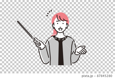 Business person woman with a person pointer Business person woman with a person pointer 87845280