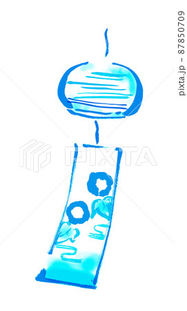 風鈴の手描き和風イラスト 水色 ベクター 風鈴の手描き和風イラスト 水色 ベクター 87850709