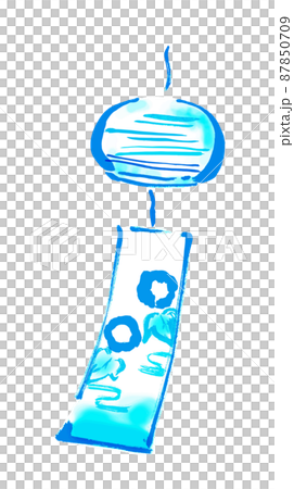 風鈴の手描き和風イラスト 水色 ベクター 風鈴の手描き和風イラスト 水色 ベクター 87850709