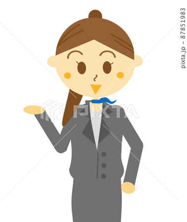 大切なことを笑顔で説明してくれる美容部員の女性のイラスト・販売員・スーツ・制服・仕事 87851983