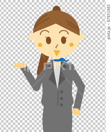 大切なことを笑顔で説明してくれる美容部員の女性のイラスト・販売員・スーツ・制服・仕事 87851983