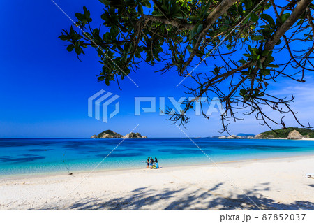渡嘉敷島阿波連ビーチ　朝の風景 87852037