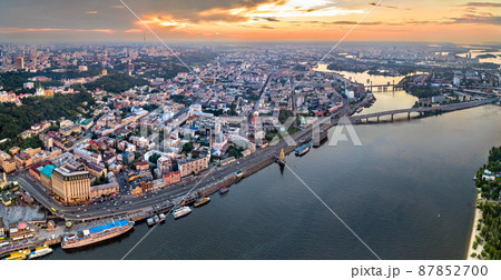Aerial view of Podil, a historic district of Kiev, Ukraine Aerial view of Podil, a historic district of Kiev, Ukraine 87852700