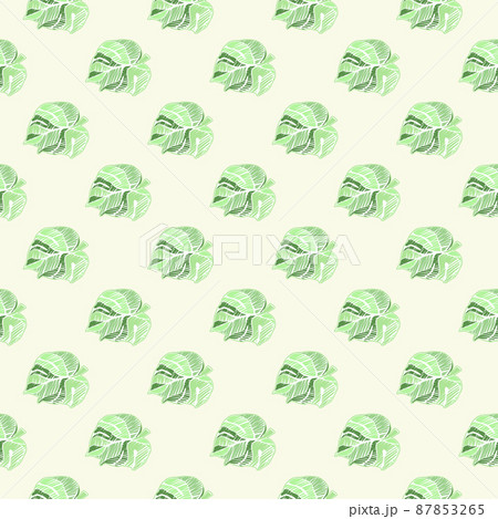 Hand drawn embroidery monstera leaves tropical seamless pattern. Palm leaf endless wallpaper. 87853265