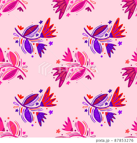 Seamless pattern with flowers and leaves. Seamless pattern with flowers and leaves. 87853276
