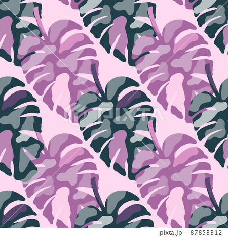 Abstract monstera leaves tropical seamless pattern. Rainforest background. 87853312