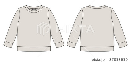 Light gray technical sketch sweatshirt. Kids wear jumper design template 87853659