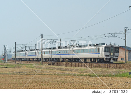 北陸本線　加賀笠間－美川　JR西日本　485系（金沢）　福知山色　転属　回送 87854526