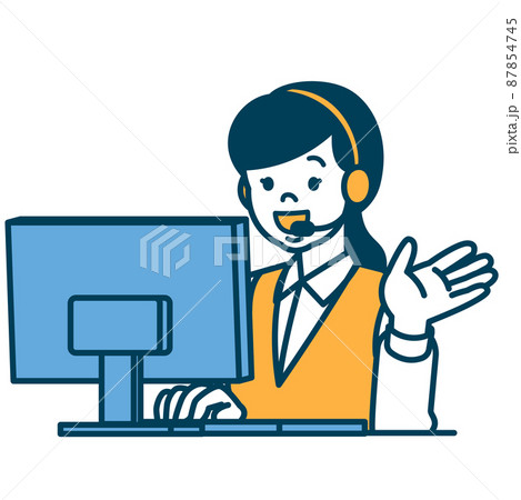コールセンターの女性が案内をしているイラスト 87854745