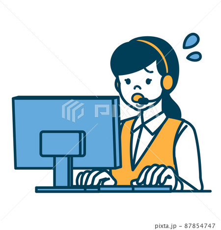 コールセンターの女性が焦っているイラスト 87854747