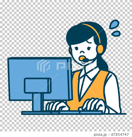 コールセンターの女性が焦っているイラスト 87854747